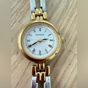 Vintage Michele ladies two toned dress watch NEW BATTERY